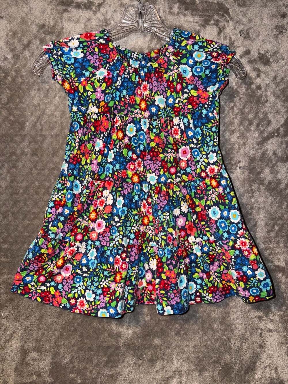 Green Cotton Garnet Hill Kids Floral Dress Size 04  100% Cotton